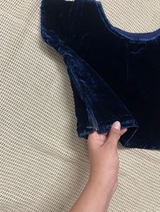 Navy Blue Velvet Blouse