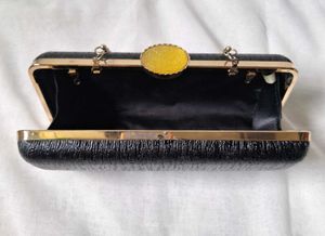 Elegant Black &amp; Gold Hardcase Evening Clutch (Good