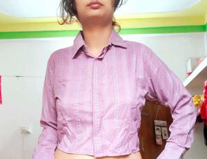 Chic Pink Striped Cropped Shirt