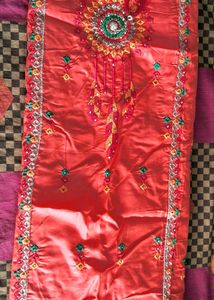 Bright Orange Unstiched 3 Piece Suit
