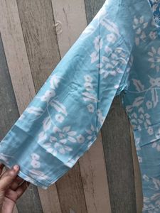 Sky Blue Floral Embroidered Kurta