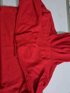 Red Hoodie cropped Sweatshirt