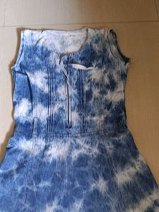 Blue Tie-Dye Denim Dress