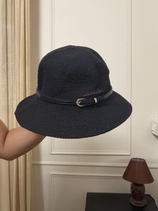 Chic Black Sun Hat with Buckle Detail