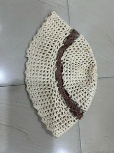 Cream &amp; Brown Top, Skirt &amp; Cap Crochet Set