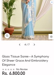 Elegant Sky Blue Saree with Floral Lace