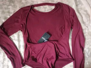 Maroon Long Sleeve Bodysuit
