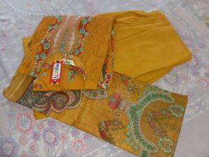 Mustard Printed Pakistani Kurti Set