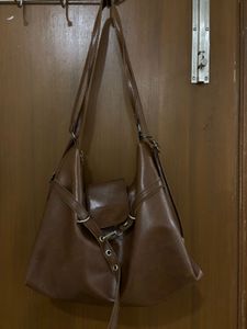 Chic Brown Faux Leather Shoulder Bag