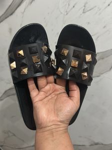 Studded Black Slide Sandals