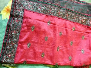 Embellished Grey Blouse and saree