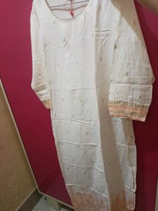 Elegant Cream Kurta with Gold Embroidery