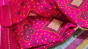 Pink Bandhani Saree