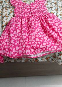 Cute Pink Heart Print Dress