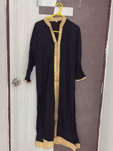 Elegant Black Kurta with Golden Embellishments