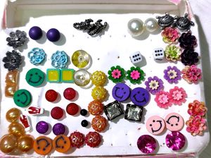 Studs  Earrings Set For Daily Use (Multicolored)