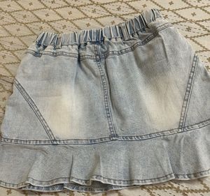 Light Wash Denim Ruffle Skirt