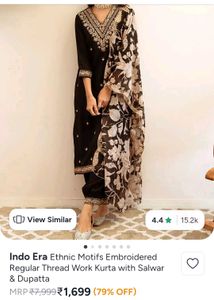 Elegant Black Embroidered Kurta Set