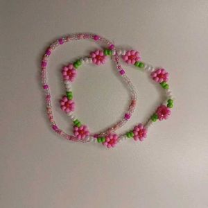 Pink Flower Beaded bracelet Set💗
