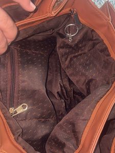 Stylish Brown Faux Leather Handbag