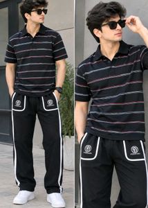 Men's Striped Polo t Shirt and Track Pants Set