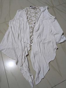White Lace Back Drape Cardigan