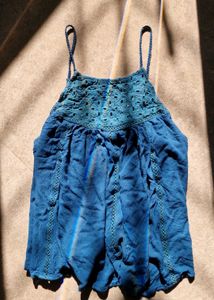 Boho Blue Eyelet Tank Top