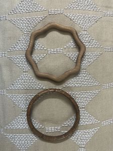 Vintage Wooden & Woven Bracelets Set