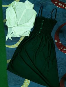 Green Sundress with White Cover-Up