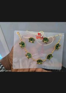 Elegant Lotus Necklace & Earring Set