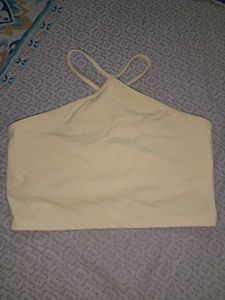 Y2k Yellow Halter Neck Crop Top