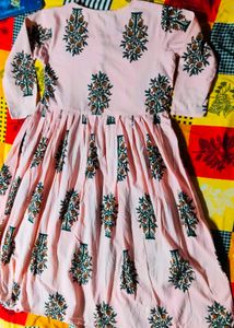 Cotton baby pink Anarkali kurti💓