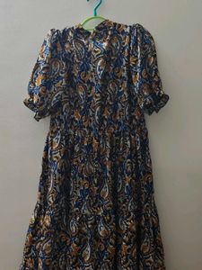 Boho Paisley Print Puff Sleeve Dress