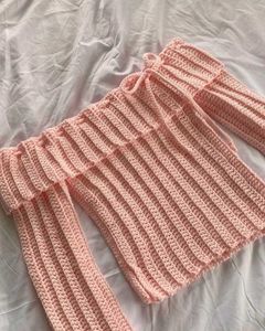 Pink Crochet Off-Shoulder Top