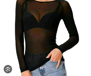 Sheer Black Long Sleeve Top with bra