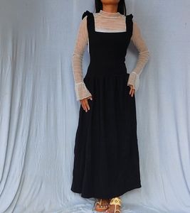 Black Maxi Pinafore Dress