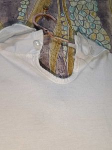 Embroidered Bird Collar White Top