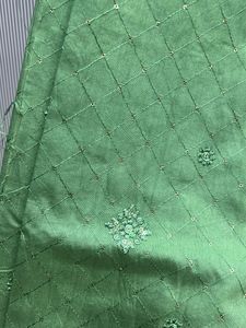 Elegant Green Dress Material with Embellishments