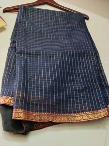 Elegant Blue Checked Saree