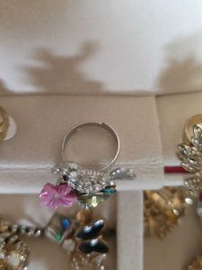Cute Bird &amp; Flower Rhinestone Ring