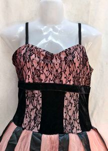 Pink &amp; Black Lace Tulle jumpsuit