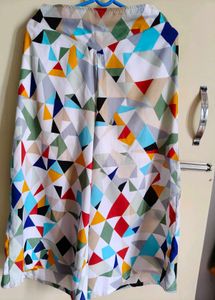 geometric patterned wide-leg trousers or culottes