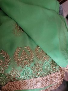 Mint Green Embroidered Saree