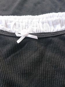Black Crop Top with Ribbon Detail