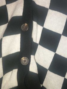 Black and white checkered cardigan