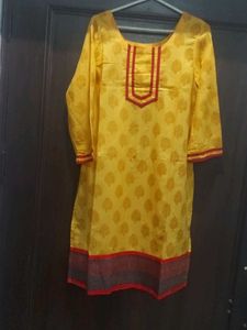Yellow Printed Kurta