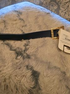 Stylish Black Belt with Gold Buckle