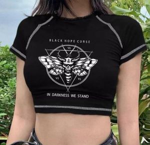 Black Graphic Print Cropped Top