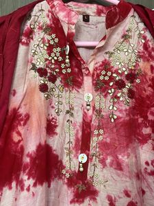 Stylish Tie-Dye Kurta Set with Dupatta for M &amp; L