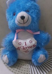 Cute Blue Teddy Bear with I Love You Heart